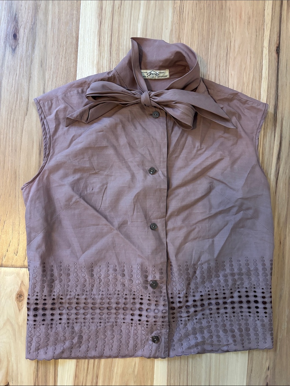 Sleeveless Tie-Neck Blouse in Dusty Mauve